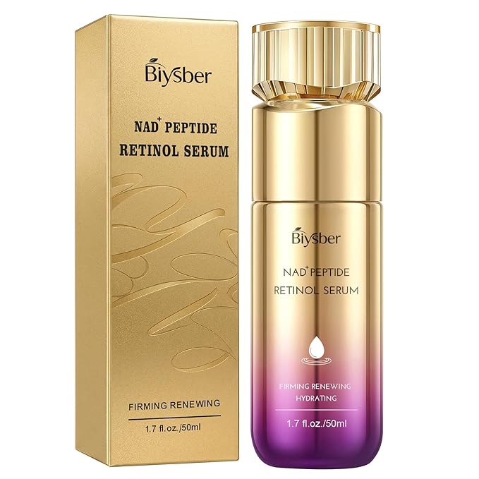 BIYSBER NAD+ Retinol Collagen Serum for Face: Anti-Aging Peptide Serum, Tightens Skin, Reduces Wrinkles & Fine Lines, Hydrating Serum for Radiant Glow 1.7 fl.oz Serum