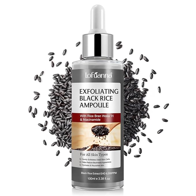 VOFANK Black Rice Exfoliant, Peel Shot Glow Exfoliating Face Serum, Korean Skin Care Soft Exfoliating Body Scrub Dead Skin Cells, Blackheads Remover For All Skin Types 100ml Exfoliator