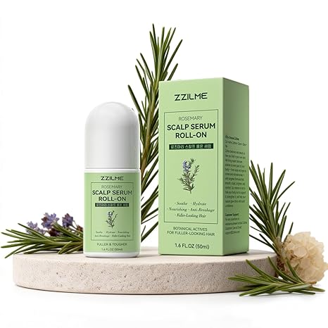 ZZILME Hair Density Serum Roll-On for Thinning Hair, Saw Palmetto & Rosemary DHT-Focused Scalp Treatment, Reduces Hair Fall,Non-Greasy Leave-In for Fuller-Looking Hairline & Roots, 1.6 fl oz Serum