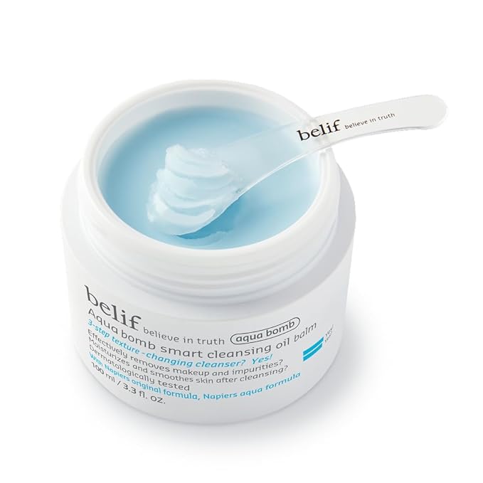 belif belif Aqua Bomb Cleansing Balm Makeup Remover, Hydrate & Deep Cleanse in 1 Step, Melt Away Makeup & SPF, Balm to Oil Cleanser Formula, No Oily Residue, Korean Skin Care (3.3 fl.oz., New Formula) Oil Cleanser