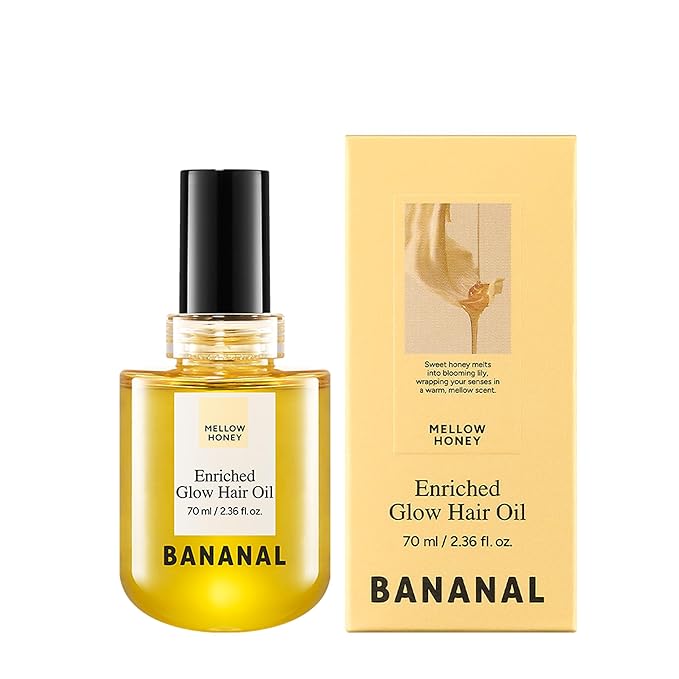 BANANAL Enriched Korean Bonding Hair Oil & Serum for Glow & Shine, Hair Perfume with Rice Water Protein, Silk & Beeswax, Lightweight Frizz Care, Mellow Honey, 70ml / 2.36 fl oz Serum