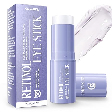 CLNABFR Retinol & Caffeine Eye Balm Stick for Dark Circles, Puffiness, Fine Lines and Eye Bags, Anti Aging Under Eye Cream Smooths Wrinkles Moisture Stick (0.24oz/7g) Eye Cream