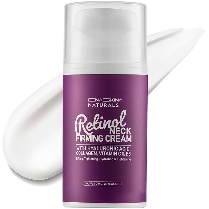 Enaskin Naturals Retinol Neck Firming Cream: Advanced Face Tightening and Lifting Cream with Hyaluronic Acid, Collagen and Vitamin - Tightening Wrinkles, Firming Sagging Skin on Face, Neck, Décolleté - 2.7 Oz Moisturiser