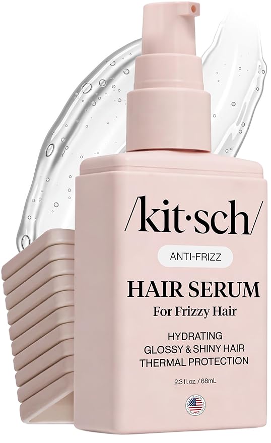 Kitsch Frizz Control Hair Serum - Lightweight Anti Frizz Serum for Curly Hair with Heat Protection | Adds Glossy Shine, Smooths Flyaways & Safe for Color Treated Hair - 2.3oz Serum