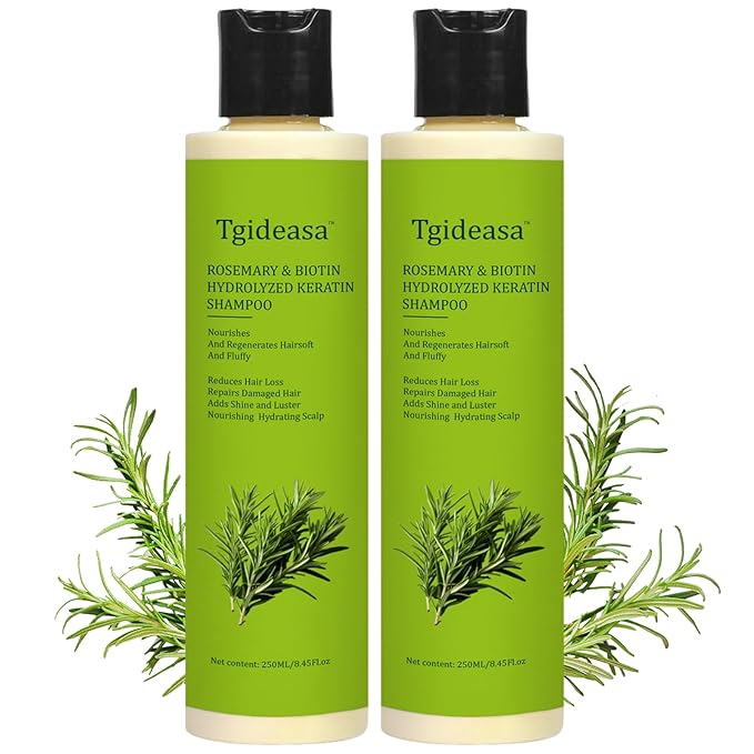 TGIDEASA Organic Rosemary & Biotin Hair Growth Shampoo,New Rosemary & Hydrolyzed Keratin Hair Growth Shampoo,Thickening & Strengthening for Thinning & Hair Loss,8.45floz (2PCS) skincare