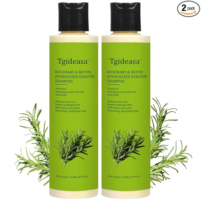 TGIDEASA 2PCSTgideasa Rosemary Hair Growth Shampoo,Upgraded New Organic Rosemary & Hydrolyzed Keratin Hair Growth Shampoo,Thickening & Strengthening for Thinning & Hair Loss,250ml/8.45floz skincare