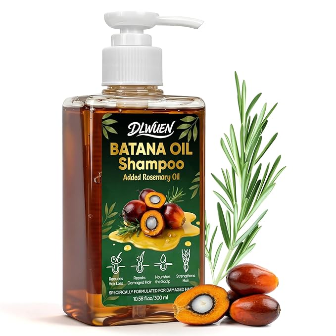 DLWUEN Batana Oil Shampoo for Hair Growth, Rosemary Shampoo Oil for Scalp Health, Reduces Hair Loss & Nourishes Scalp, Delivering Softness & Lasting Volume, Repairs Hair Damage for Men & Women 10.58 fl.oz skincare
