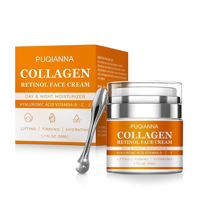 Generic PUQIANNA Instant Face Lift Cream with Collagen & Retinol - Day and Night Face Moisturizer, Anti-Aging Firming Cream with Hyaluronic Acid & Vitamin B C E, Hydrating Lifting Face Cream, 1.7 Fl Oz Moisturiser