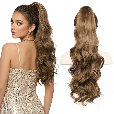 MaopaoBeauty Clip on Ponytail for Women 26 Inch Wavy, Long Ponytail Extension with Claw Clip, Soft Hair Extensions Ponytail for Wedding Guest, Christmas Party, Work & Casual Hangout skincare