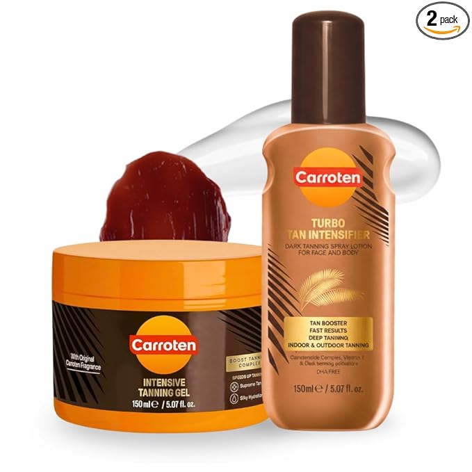 Carroten Carroten Turbo Tan Intensifier + Intensive Tanning Gel | Tanning System for Long-Lasting Results | Browning Tan Accelerator | Carrot & Coconut Oil + Vitamins A+E | Made in Greece | 5 oz Each skincare