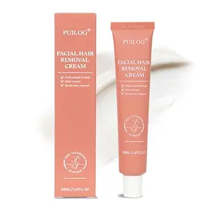 PUILOG Women Facial Hair Removal Cream for Face Sensitive Skin, Painless Facial Depilatory Cream for Face, Flawless Unwanted Chin Upper Lip Hair Remover, At Home Pubic Hair Removal, 1.69 fl.oz Moisturiser