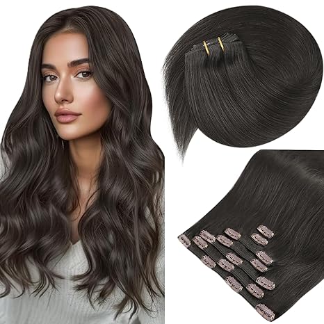 Sunny Hair Sunny Hair Clip in Hair Extensions Real Human Hair 120g Remy Hair Clip in Extensions for Women Human Hair Extensions Mocha Black Brown 18 Inch skincare