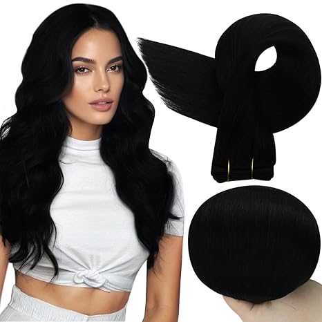 Full Shine Full Shine Sew In Hair Extensions For Women Color Jet Black Human Hair Extensions Sew In Invisible Weft Hair Add Volume And Length 16Inch 105G skincare
