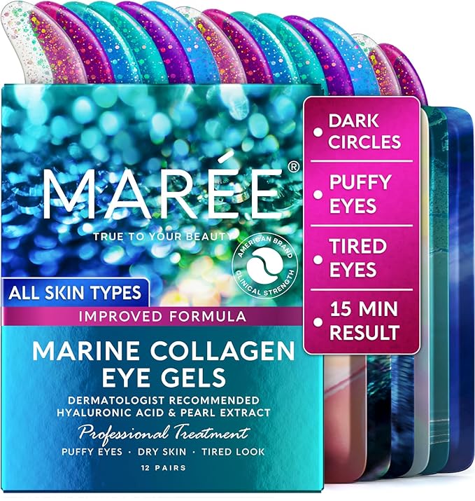 MAREE MAREE Under Eye Patches for Puffy Eyes and Dark Circles – Under Eye Mask with Collagen & Hyaluronic Acid – Undereye Mask Patches for Women – Parches para Ojeras Puffiness & Under Eye Bags | 12 Pair Korean face wash