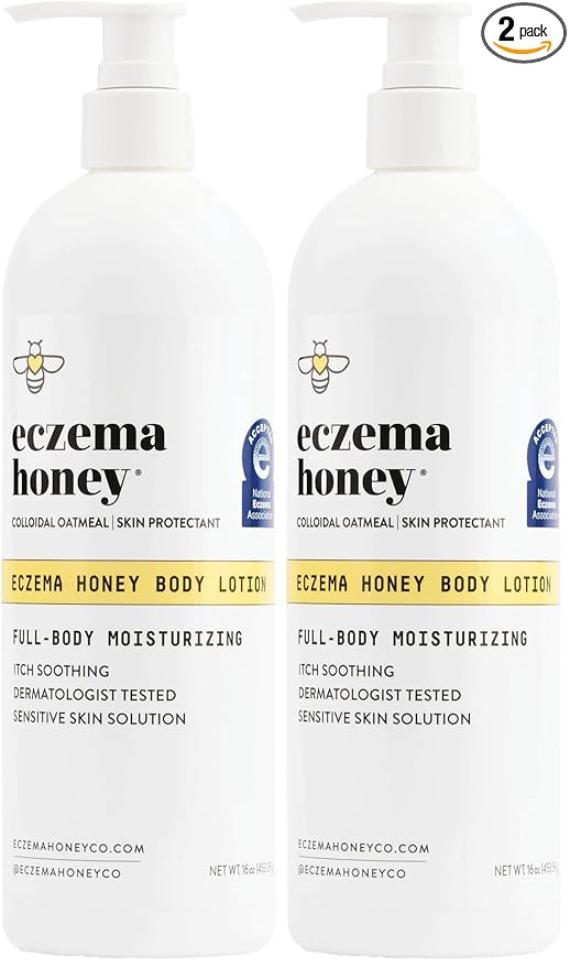 ECZEMA HONEY ECZEMA HONEY Oatmeal Body Lotion - Hand & Body Cream for Eczema Relief - Natural Dry Skin Repair (16 Oz) (Pack of 2) Moisturiser