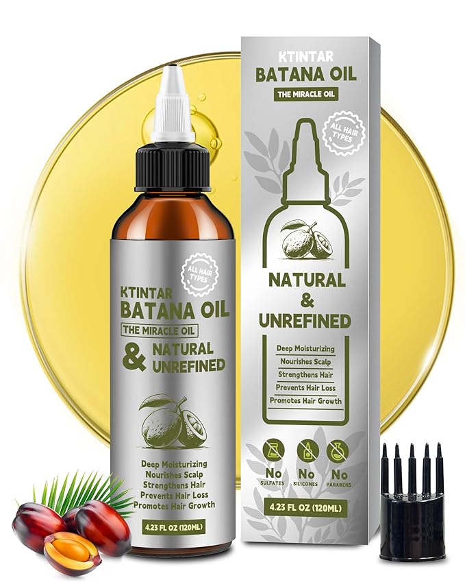 Ktintar 100% Natural Raw Batana Oil for Hair Growth, Dr Sebi Hair Growth Oil From Honduras, Thicker & Stronger Hair, Prevents Hair Loss, Eliminates Split Ends 4.23 Fl Oz (Pack of 1) skincare