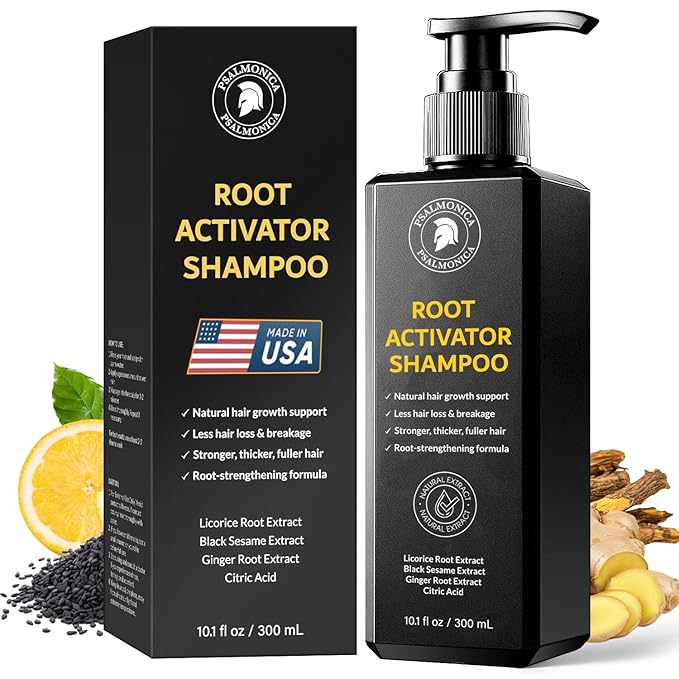 Psalmonica Root Activator Shampoo for Men: Made In USA - Hair Growth Shampoo for Hair Loss and Thinning Hair - Hair Loss RegrowthTreatments for Women Men (Refreshing Scent) skincare