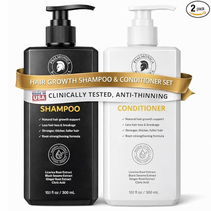 Psalmonica Hair Growth Shampoo and Conditioner Set: Sulfate Free Hair Growth Root Activator Thickening Shampoo for Hair Loss and Thinning Hair - Hair Loss RegrowthTreatments for Women Men skincare