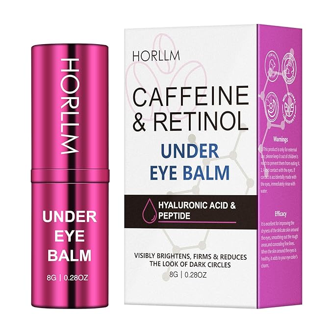 HORLLM Retinol Eye Cream Balm, Hydrating Under Eye Care Daily Wrinkle Cream, Infused with Caffeine to Smooth and Hydrate Skin, Eye Serum for Anti Aging Reduce Wrinkles, Puffiness and Bags Under Eyes, 0.28 oz Serum