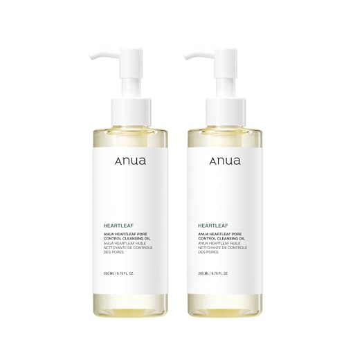 ANUA Anua Heartleaf Pore Control Cleansing Oil, Oil Cleanser for Face, Makeup Blackhead Remover, Korean Skin Care 6.76 fl oz(200ml) (Pack of 2) Korean Oil Cleanser