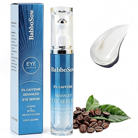 MyTend Eye Cream for Dark Circles, 5% Caffeine Retinol Under Eyecream for Anti Aging Wrinkles Eye Bags Puffiness, Multi Peptide Hydrating Treatment Eye Cream with 360° Massage Roller, Brightens, 0.75 Fl.oz Eye Cream