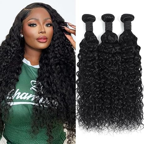 Uesoels 20 20 22 Inch Water Wave Human Hair Bundles Brazilian Virgin Human Hair Bundles 12A Deep Water Wave Bundles 100% Real Human Hair Extensions Natural Black skincare