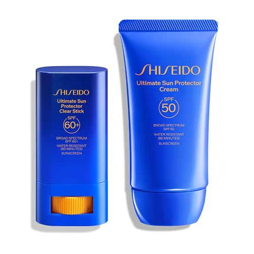 Shiseido Shiseido Ultimate Sun Protector Clear Stick SPF 60+ (0.7 oz) + Sun Protector Cream (50 mL) - Hydrating, Invisible Broad-Spectrum Sunscreen - Free of Oxybenzone & Octinoxate Sunscreen